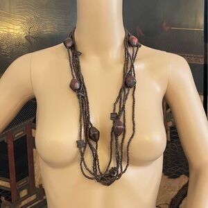Wooden beaded necklace, layered